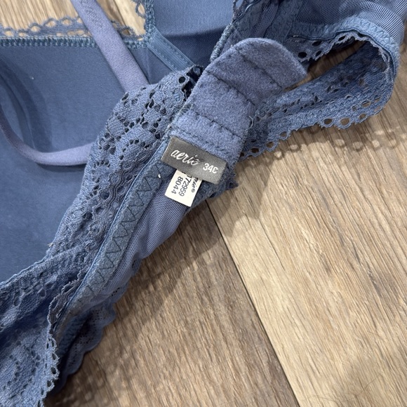 Aerie Wireless Blue Lace Racerback Bra 34C - Picture 6 of 6